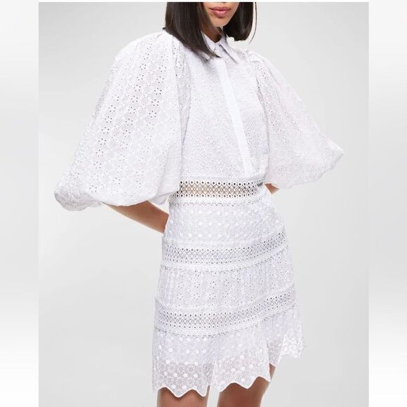 Alice + Olivia Dresses & Skirts - Alice + Olivia Blakesley Blouson Eyelet Mini Dress size 8 NWT $ 495.00